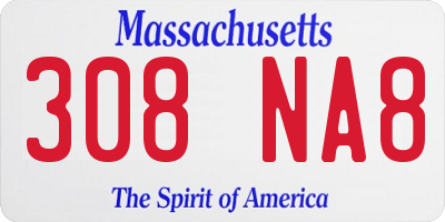 MA license plate 308NA8