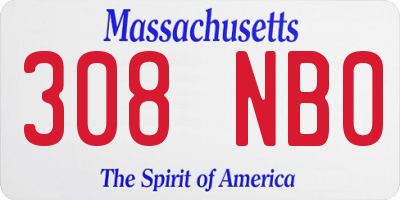 MA license plate 308NB0