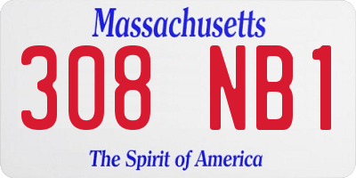 MA license plate 308NB1