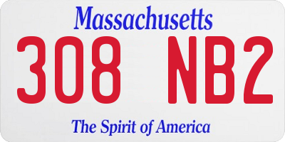 MA license plate 308NB2