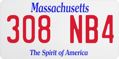 MA license plate 308NB4