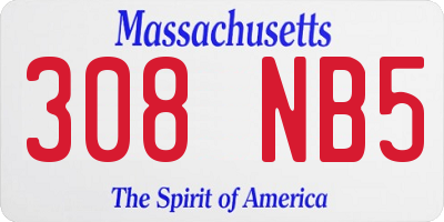 MA license plate 308NB5