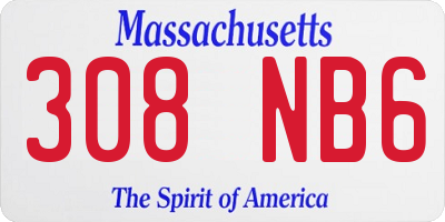 MA license plate 308NB6