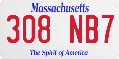 MA license plate 308NB7