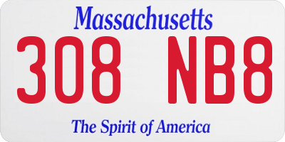 MA license plate 308NB8