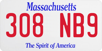 MA license plate 308NB9