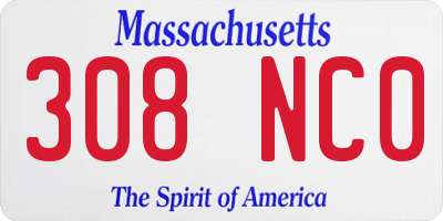 MA license plate 308NC0