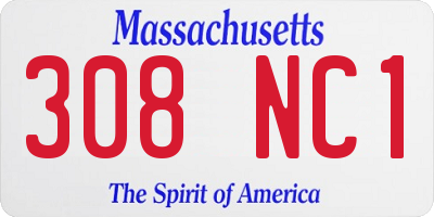 MA license plate 308NC1
