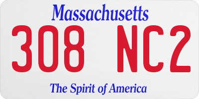 MA license plate 308NC2