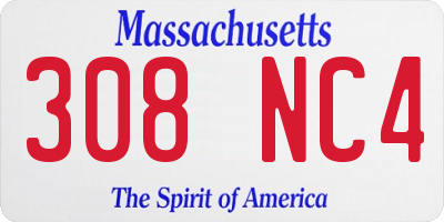 MA license plate 308NC4