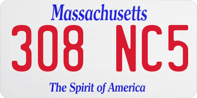 MA license plate 308NC5