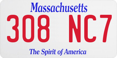 MA license plate 308NC7