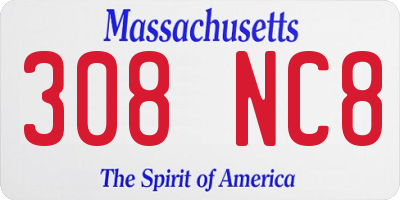 MA license plate 308NC8