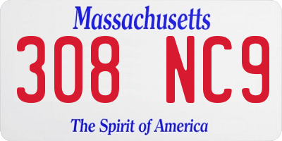 MA license plate 308NC9