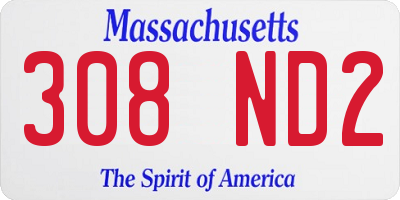 MA license plate 308ND2