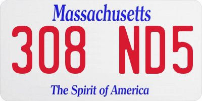 MA license plate 308ND5