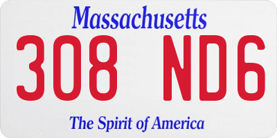 MA license plate 308ND6