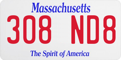 MA license plate 308ND8