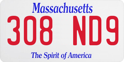 MA license plate 308ND9