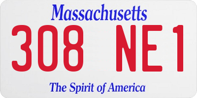 MA license plate 308NE1