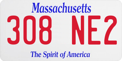 MA license plate 308NE2
