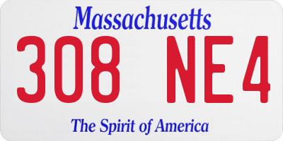 MA license plate 308NE4