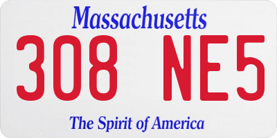 MA license plate 308NE5