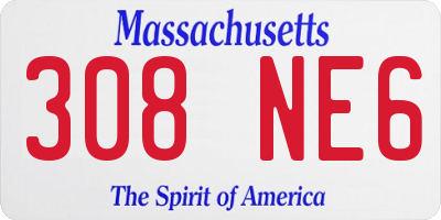 MA license plate 308NE6