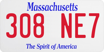 MA license plate 308NE7