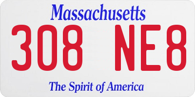 MA license plate 308NE8
