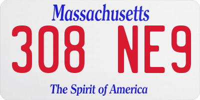 MA license plate 308NE9
