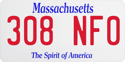 MA license plate 308NF0