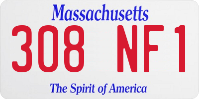 MA license plate 308NF1
