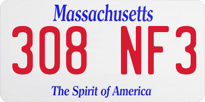 MA license plate 308NF3