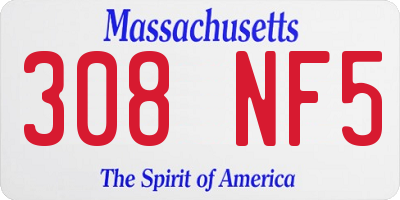MA license plate 308NF5