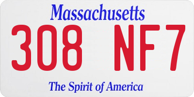 MA license plate 308NF7