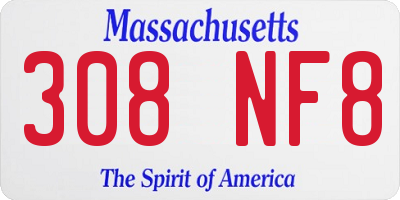 MA license plate 308NF8