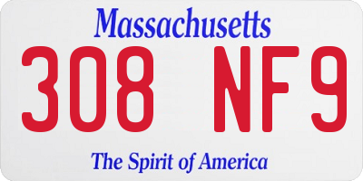 MA license plate 308NF9