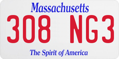 MA license plate 308NG3