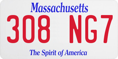 MA license plate 308NG7