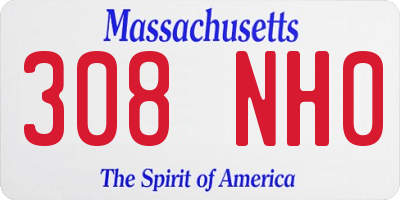MA license plate 308NH0