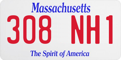 MA license plate 308NH1