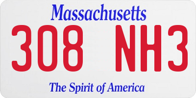 MA license plate 308NH3