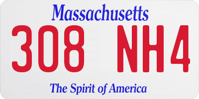 MA license plate 308NH4