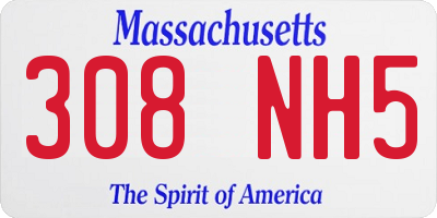 MA license plate 308NH5