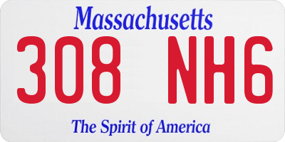 MA license plate 308NH6
