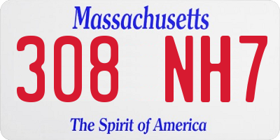 MA license plate 308NH7