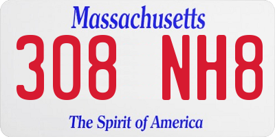 MA license plate 308NH8