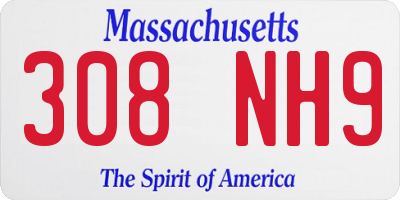 MA license plate 308NH9