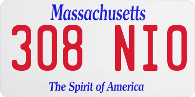 MA license plate 308NI0